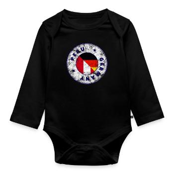 PERU GERMANY Stamp - Baby Bio-Langarm-Body - Schwarz - Vorne