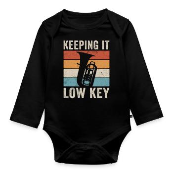 Tuba Player Keeping It Low Key - Organic Longsleeve Baby Bodysuit - black - Front