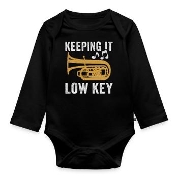 Tuba Player Keeping It Low Key - Organic Longsleeve Baby Bodysuit - black - Front