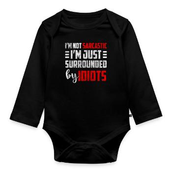 Black Humor Party WItz - Body Bébé bio manches longues - noir - Devant