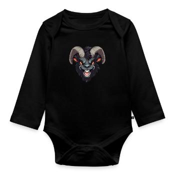 Goat goat goat creepy - Organic Longsleeve Baby Bodysuit - black - Front