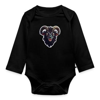 Chèvre chèvre chèvre effrayante - Body Bébé bio manches longues - noir - Devant