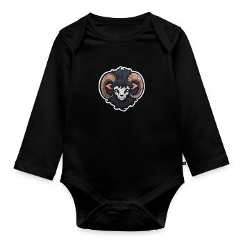 Chèvre chèvre chèvre effrayante - Body Bébé bio manches longues - noir - Devant