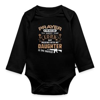 La fête des pères est drôle pour papa fier papa si vous déconnez - Body Bébé bio manches longues - noir - Devant