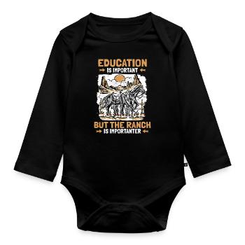 Rodeo Cowboy Lustig Ranch Cowboy - Baby Bio-Langarm-Body - Schwarz - Vorne