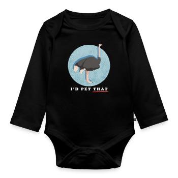 Oiseau d’autruche Autruche Amant Autruche Cadeau - Body Bébé bio manches longues - noir - Devant