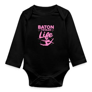 Baton Twirling Gymnastique Gymnastique Cadeau - Body Bébé bio manches longues - noir - Devant