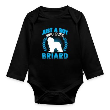 Boy who loves Briard Berger de Brie - Organic Longsleeve Baby Bodysuit - black - Front