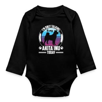 Parlez uniquement à Akita Inu Akita Inu japonais - Body Bébé bio manches longues - noir - Devant