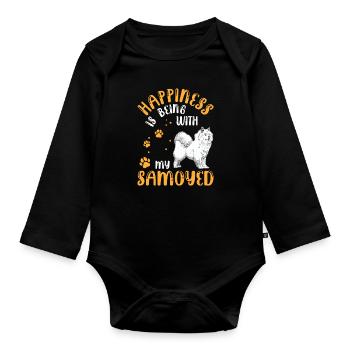 Samojede macht mich glücklich Samojedenspitz - Baby Bio-Langarm-Body - Schwarz - Vorne