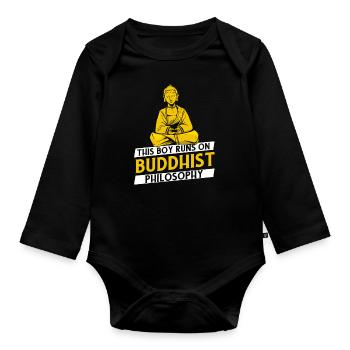 Buddha Buddhist Philosophy - Organic Longsleeve Baby Bodysuit - black - Front