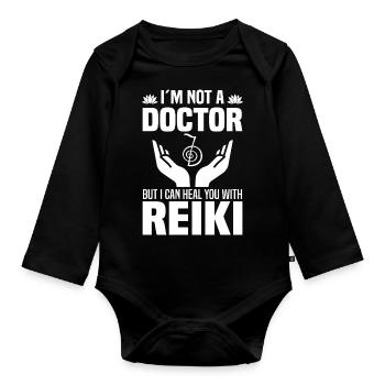 Reiki Geschenkideen | Reiki Meister Achtsamkeit - Baby Bio-Langarm-Body - Schwarz - Vorne