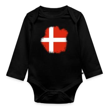 Drapeau du Danemark Scandinavie Drapeau danois Voyage - Body Bébé bio manches longues - noir - Devant