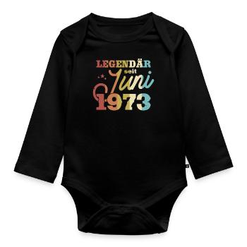 Nostalgie Geburtstag 1973 - Baby Bio-Langarm-Body - Schwarz - Vorne