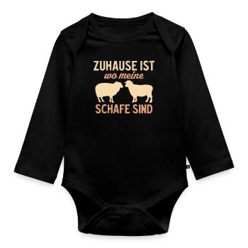Zuhause ist wo meine Schafe sind - Baby Bio-Langarm-Body - Schwarz - Vorne