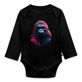 Gorilla - Organic Longsleeve Baby Bodysuit - black - Front