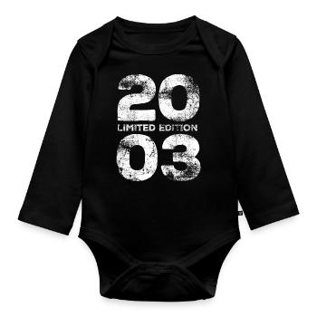 Limited Edition 2003, Geburtstag Geschenk - Baby Bio-Langarm-Body - Schwarz - Vorne