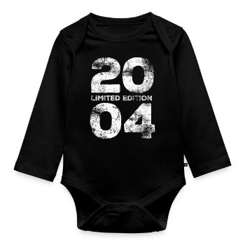 Limited Edition 2004, 20th Birthday Gift - Organic Longsleeve Baby Bodysuit - black - Front