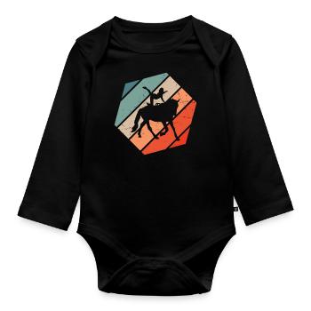 Equitation, exercices d’équilibre, gymnastique équine - Body Bébé bio manches longues - noir - Devant