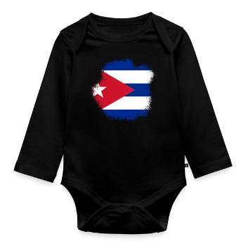 Kuba Flagge Karibik Urlaub Cuba Reise Havanna - Baby Bio-Langarm-Body - Schwarz - Vorne