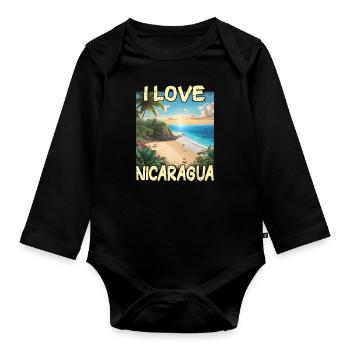 J’aime le Nicaragua - Body Bébé bio manches longues - noir - Devant