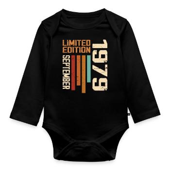 September 1979 Originelle Geschenkidee zum Geburtstag - Baby Bio-Langarm-Body - Schwarz - Vorne