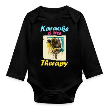 Karaoke ist meine Therapie - Baby Bio-Langarm-Body - Schwarz - Vorne