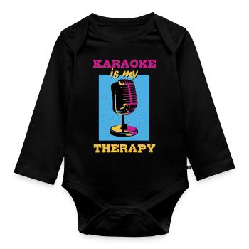 Karaoke ist meine Therapie - Baby Bio-Langarm-Body - Schwarz - Vorne