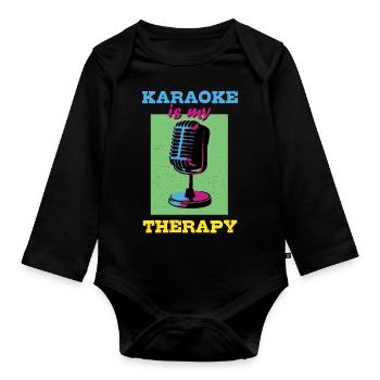 Karaoke ist meine Therapie - Baby Bio-Langarm-Body - Schwarz - Vorne