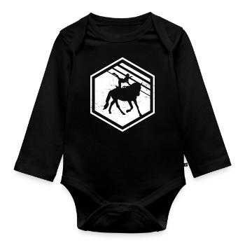 Acrobatics on horseback, artistic gymnastics on horseback, artistic gymnastics on horseback, acrobat - Organic Longsleeve Baby Bodysuit - black - Front