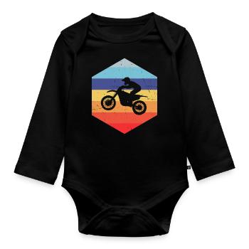 Herren Supermoto Motocross Dirt Bike Freestyle Mot - Baby Bio-Langarm-Body - Schwarz - Vorne