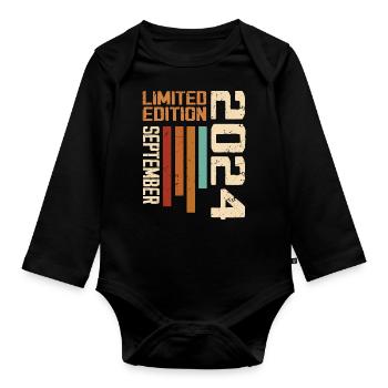 September 2024 Originelle Geschenkidee zum Geburtstag - Baby Bio-Langarm-Body - Schwarz - Vorne