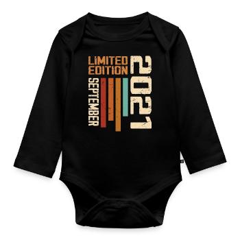 September 2021 Originelle Geschenkidee zum Geburtstag - Baby Bio-Langarm-Body - Schwarz - Vorne