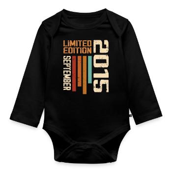September 2015 Originelle Geschenkidee zum Geburtstag - Baby Bio-Langarm-Body - Schwarz - Vorne