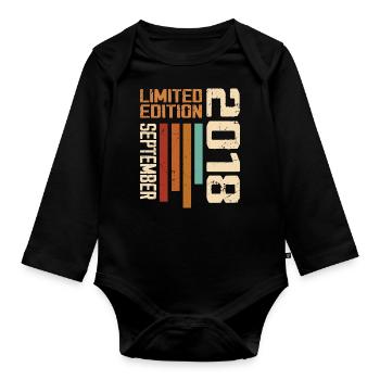 September 2018 Original Birthday Gift Idea - Organic Longsleeve Baby Bodysuit - black - Front