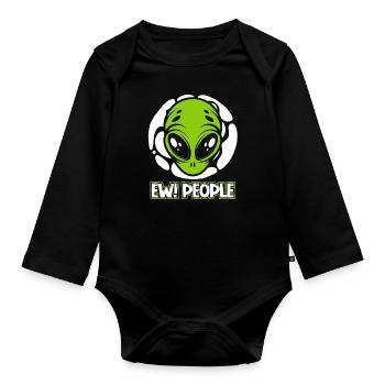Ew People Ufo Conspiracy Außerirdischer Alien - Organic Longsleeve Baby Bodysuit - black - Front