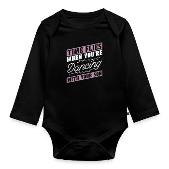 Maman Mère Fils Danse Mère - Body Bébé bio manches longues - noir - Devant
