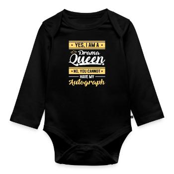 Queen Princess Attention Trouble - Organic Longsleeve Baby Bodysuit - black - Front