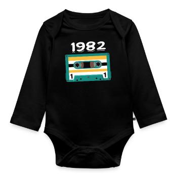Cassette 1982 Vintage Anniversary 1982 - Organic Longsleeve Baby Bodysuit - black - Front