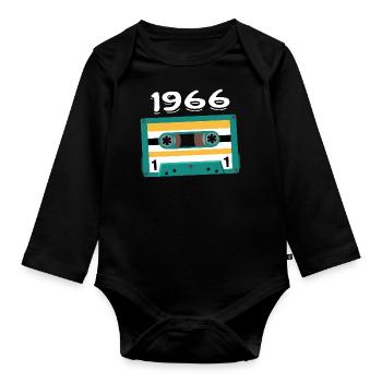 Cassette 1966 Vintage Anniversary 1966 - Organic Longsleeve Baby Bodysuit - black - Front