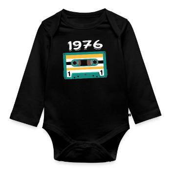 Kassette 1976 Jahrgang Jubiläum 1976 - Baby Bio-Langarm-Body - Schwarz - Vorne