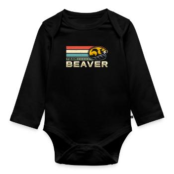Beaver Dam Team Beaver Retro Loves Rodent Animals - Organic Longsleeve Baby Bodysuit - black - Front