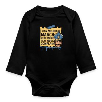 Fan train marching band - Organic Longsleeve Baby Bodysuit - black - Front