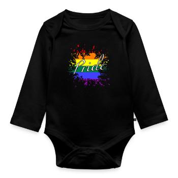 Pride Kleks LGBTQ splash - Baby Bio-Langarm-Body - Schwarz - Vorne