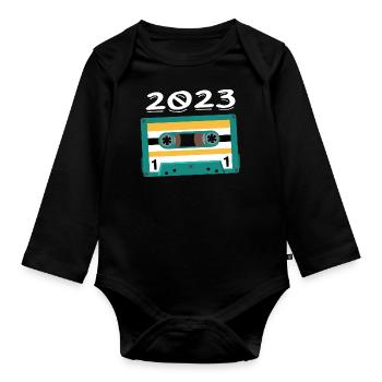 Cassette 2023 Vintage Anniversary 2023 - Organic Longsleeve Baby Bodysuit - black - Front
