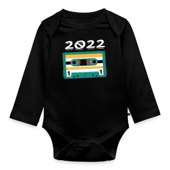 Cassette 2022 Vintage Anniversaire 2022 - Body Bébé bio manches longues - noir - Devant