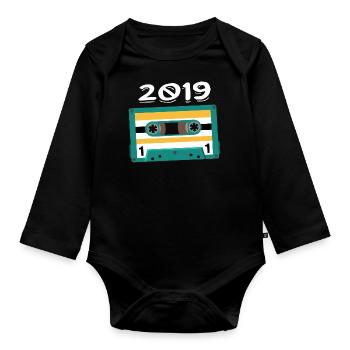 Cassette 2019 Vintage Anniversaire 2019 - Body Bébé bio manches longues - noir - Devant