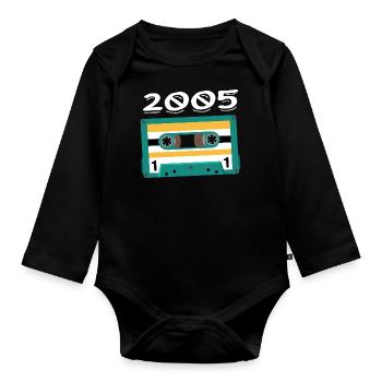 Cassette 2005 Vintage Anniversary 2005 - Organic Longsleeve Baby Bodysuit - black - Front