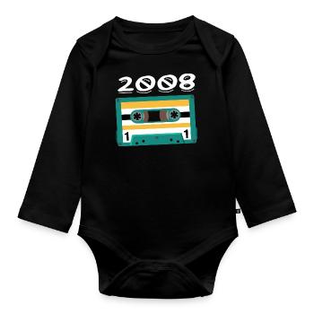 Cassette 2008 Vintage Anniversary 2008 - Organic Longsleeve Baby Bodysuit - black - Front