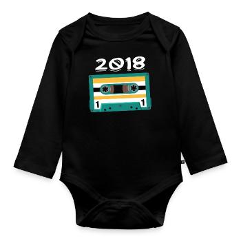 Cassette 2018 Vintage Anniversary 2018 - Organic Longsleeve Baby Bodysuit - black - Front